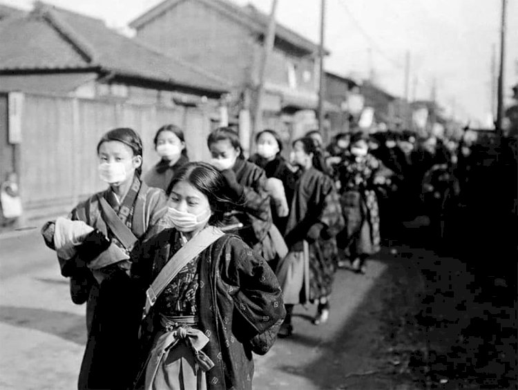 Street View of  Tokyo, Japan during Spanish flu era